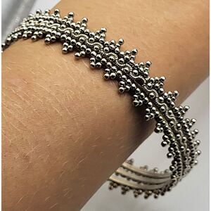 Bohemian Bollywood Belly Dance Silver Bangle Bracelet set of 3 Large 3in dia